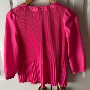 baker by TED BAKER Hot Pink Accordian Pleated Long Sleeve Dressy Blouse XL (14)
